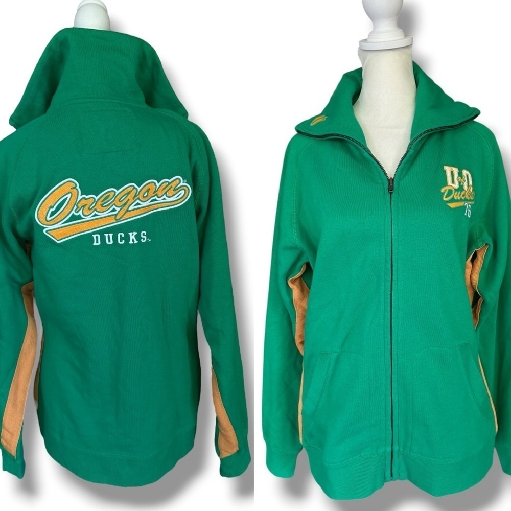 Gear For Sports Oregon Ducks Green + Yellow Zip Up Jacket | Women’s Medium